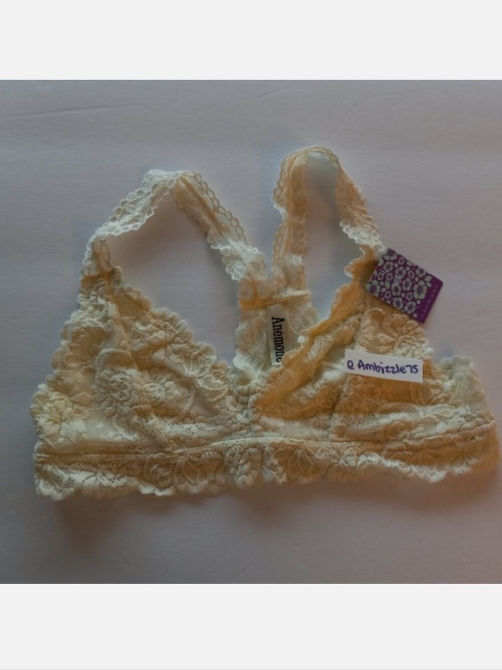 Anemone Lace Racerback Bralette - Light Pale Yellow